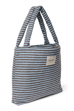 Stripy Wool Mom Bag | Light Blue / Brown