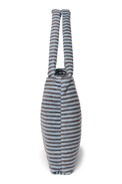 Stripy Wool Mom Bag | Light Blue / Brown