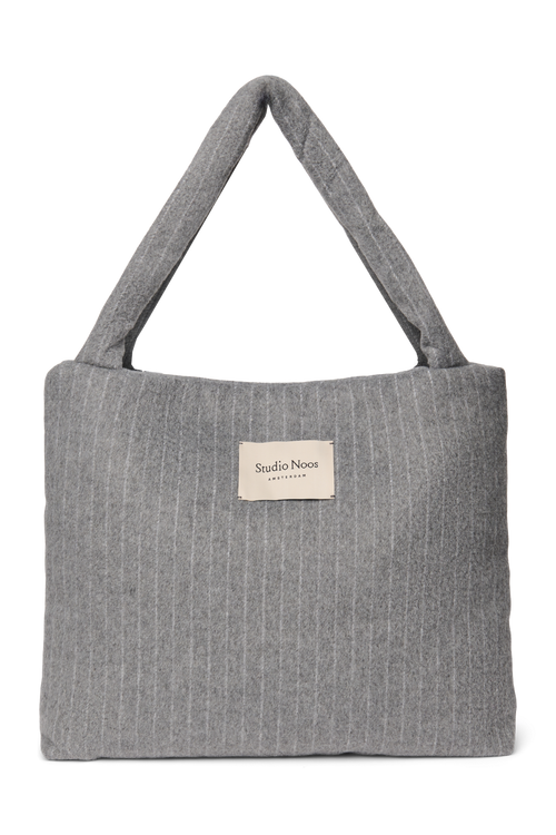 Flannel Chalkstripe Mom Bag | Light Grey