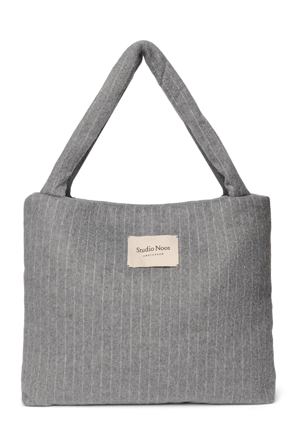 Flannel Chalkstripe Mom Bag | Light Grey