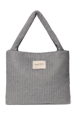 Flannel Chalkstripe Mom Bag | Light Grey