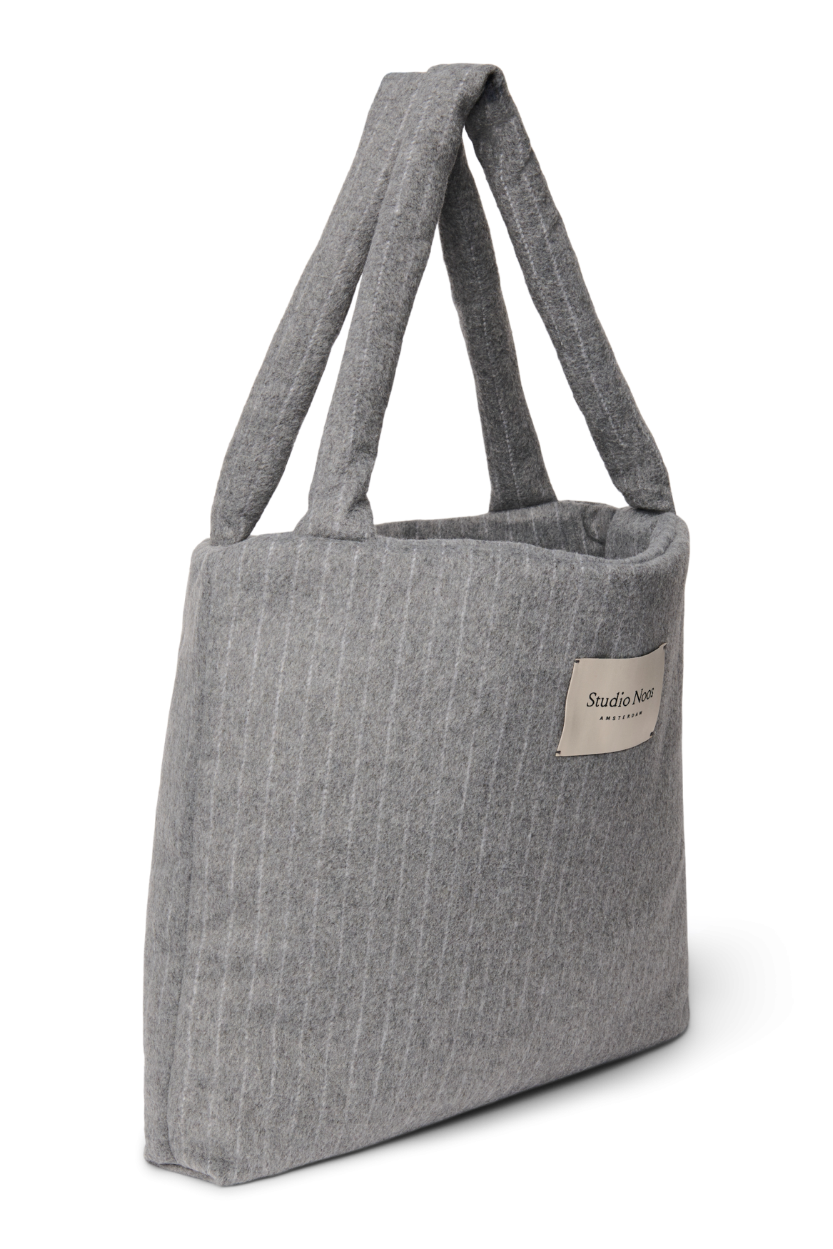 Flannel Chalkstripe Mom Bag | Light Grey