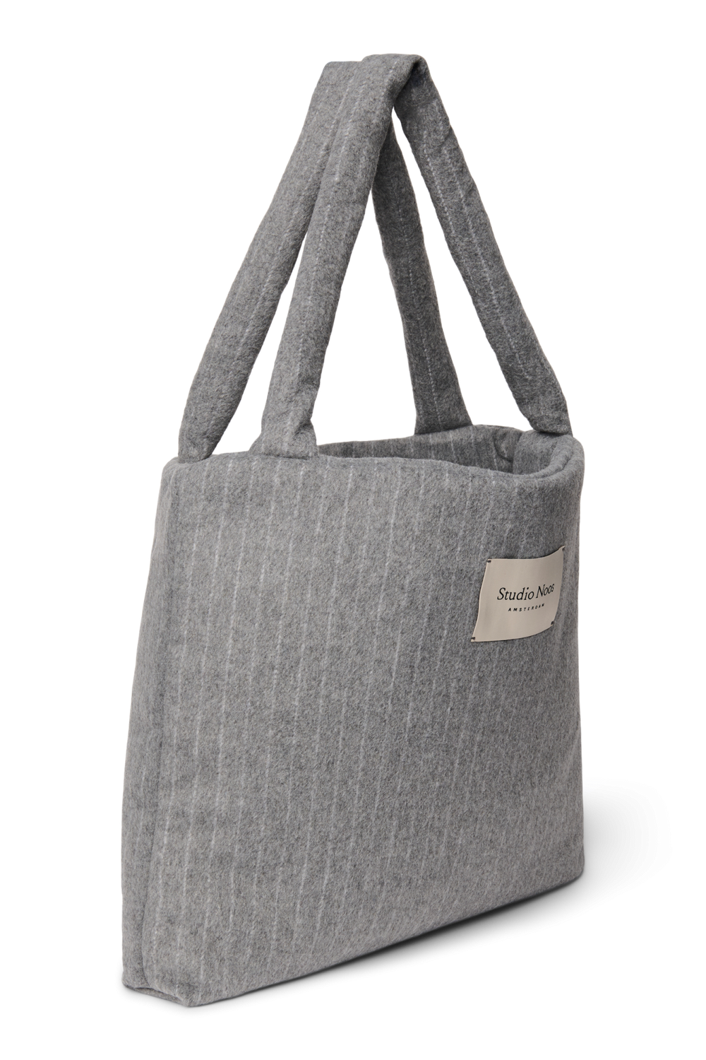 Flannel Chalkstripe Mom Bag | Light Grey