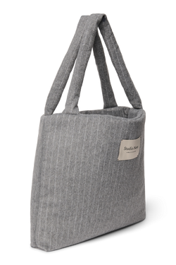 Flannel Chalkstripe Mom Bag | Light Grey