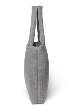 Flannel Chalkstripe Mom Bag | Light Grey