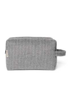 Flannel Chalkstripe Toiletry Bag | Light Grey