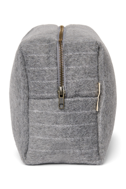 Flannel Chalkstripe Toiletry Bag | Light Grey