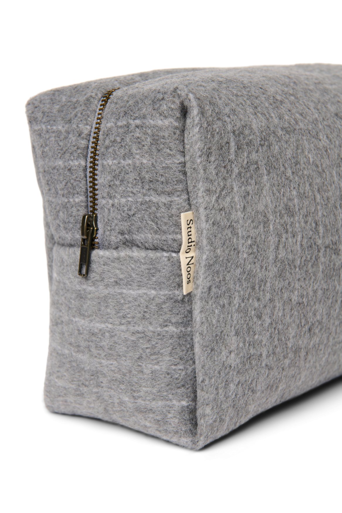 Flannel Chalkstripe Toiletry Bag | Light Grey