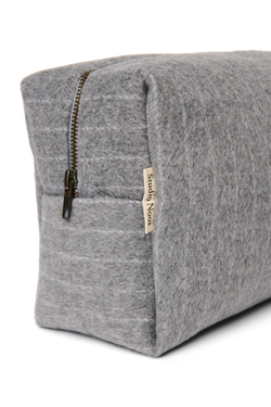 Flannel Chalkstripe Toiletry Bag | Light Grey