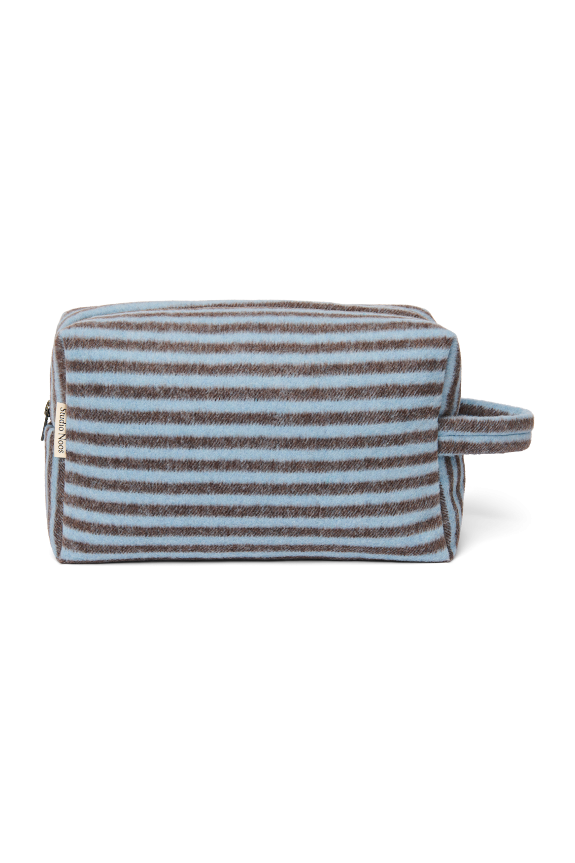 Stripy Wool Toiletry Bag | Light Blue / Brown