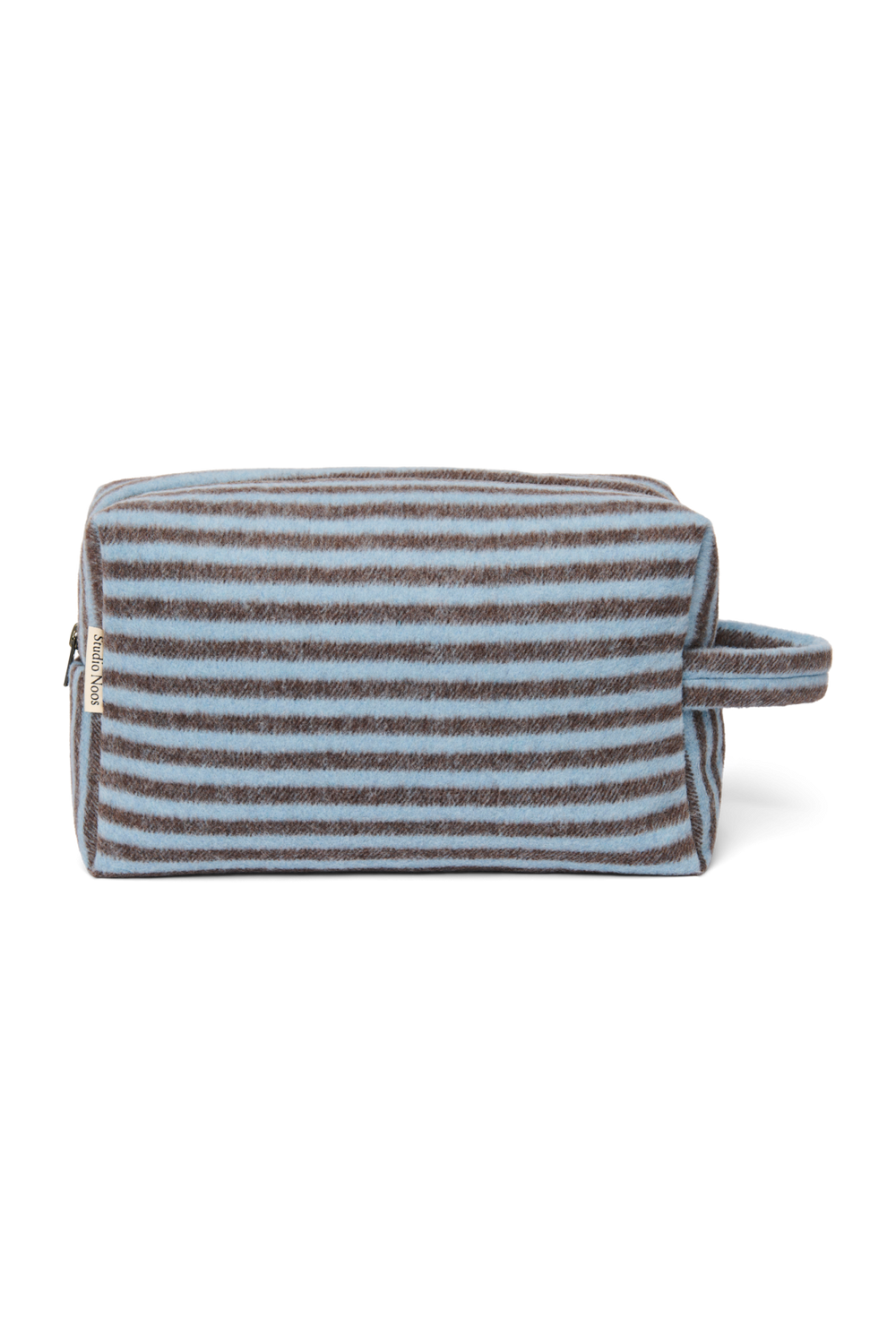 Stripy Wool Toiletry Bag | Light Blue / Brown
