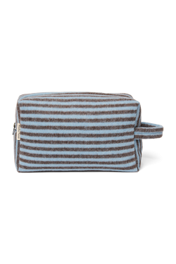 Stripy Wool Toiletry Bag | Light Blue / Brown