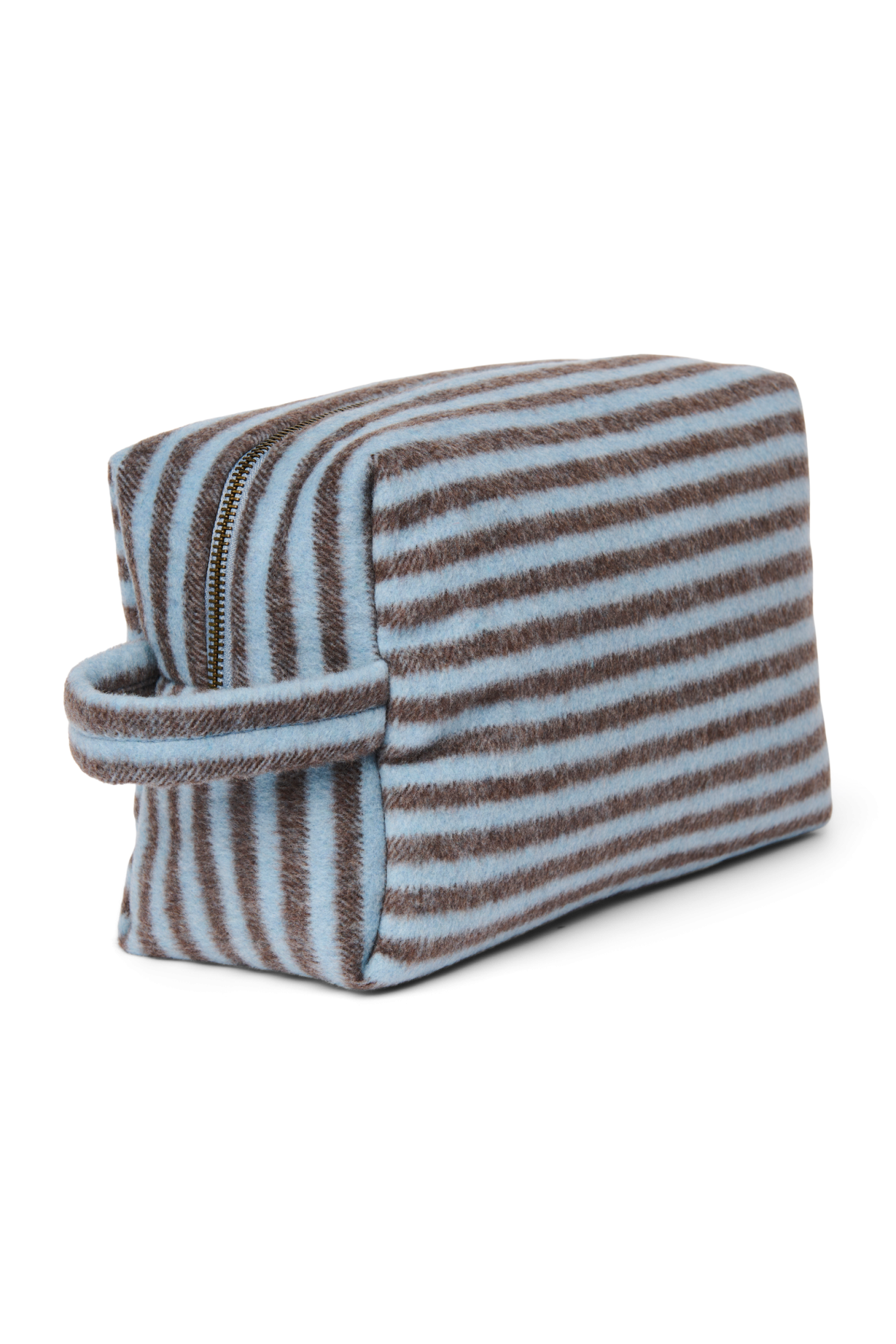 Stripy Wool Toiletry Bag | Light Blue / Brown