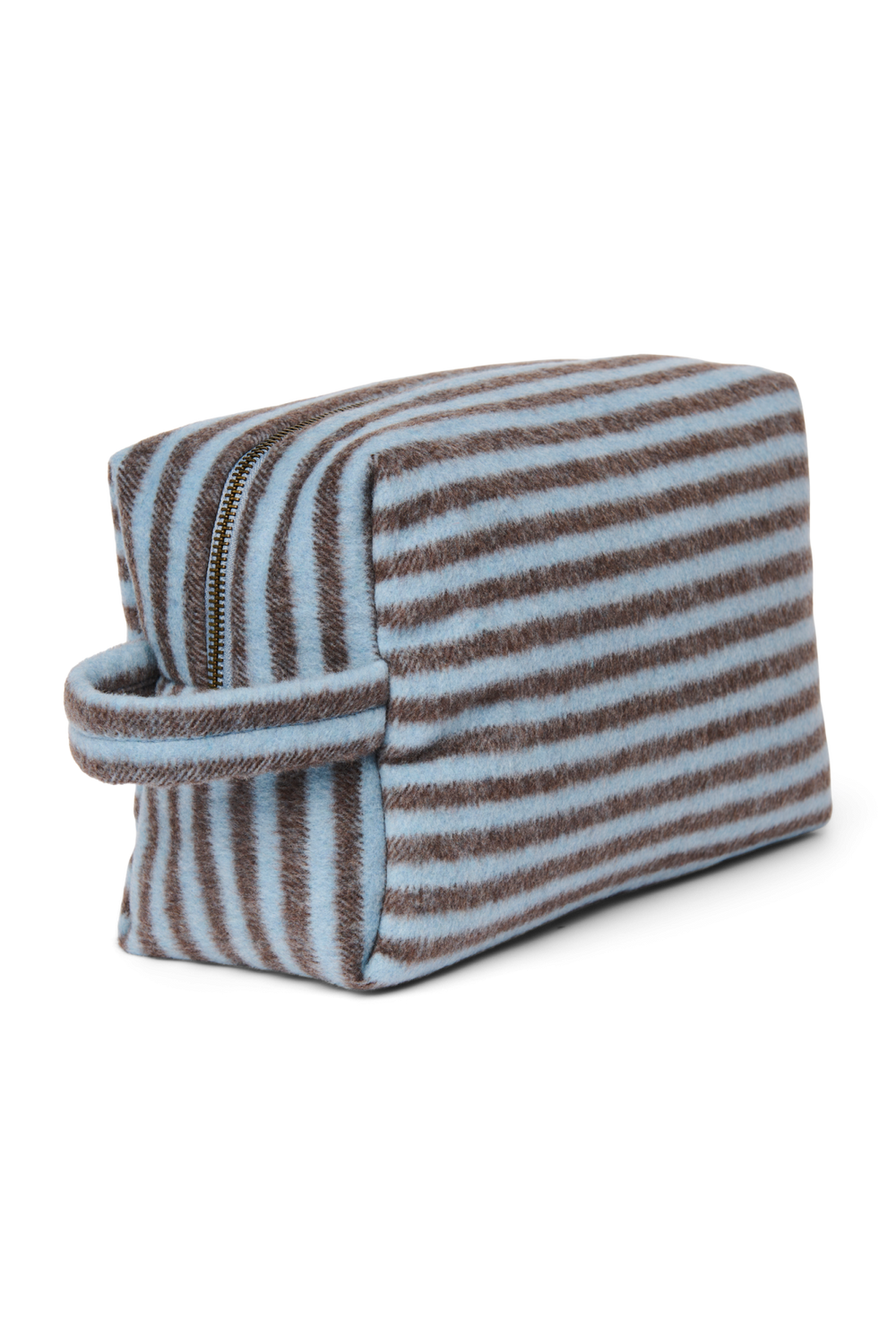 Stripy Wool Toiletry Bag | Light Blue / Brown