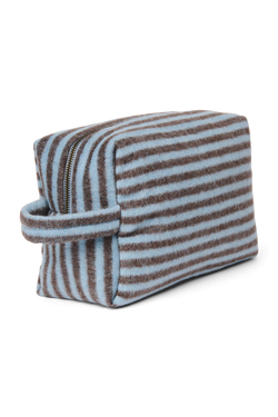 Stripy Wool Toiletry Bag | Light Blue / Brown