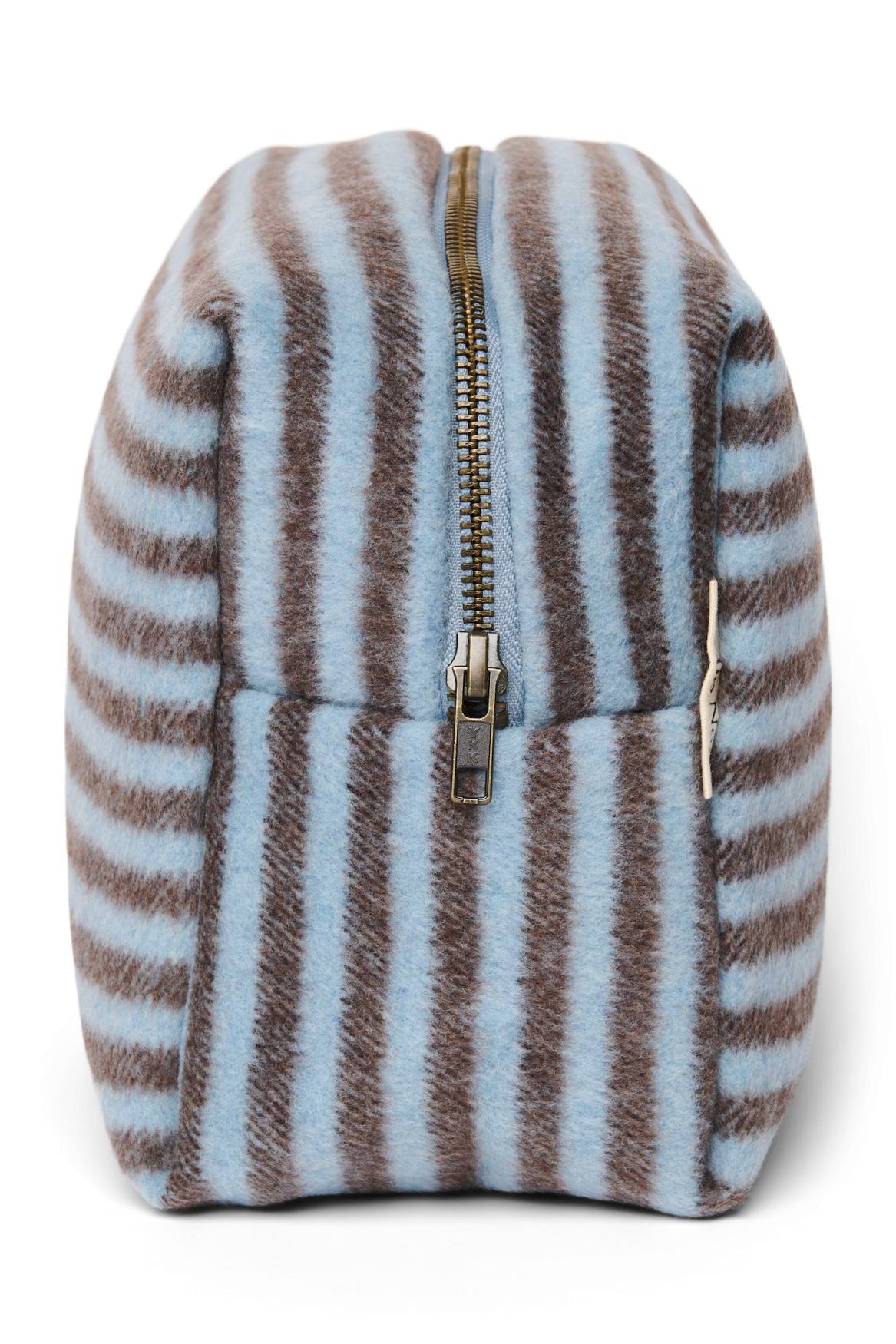 Stripy Wool Toiletry Bag | Light Blue / Brown