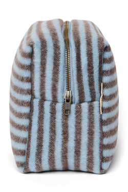 Stripy Wool Toiletry Bag | Light Blue / Brown