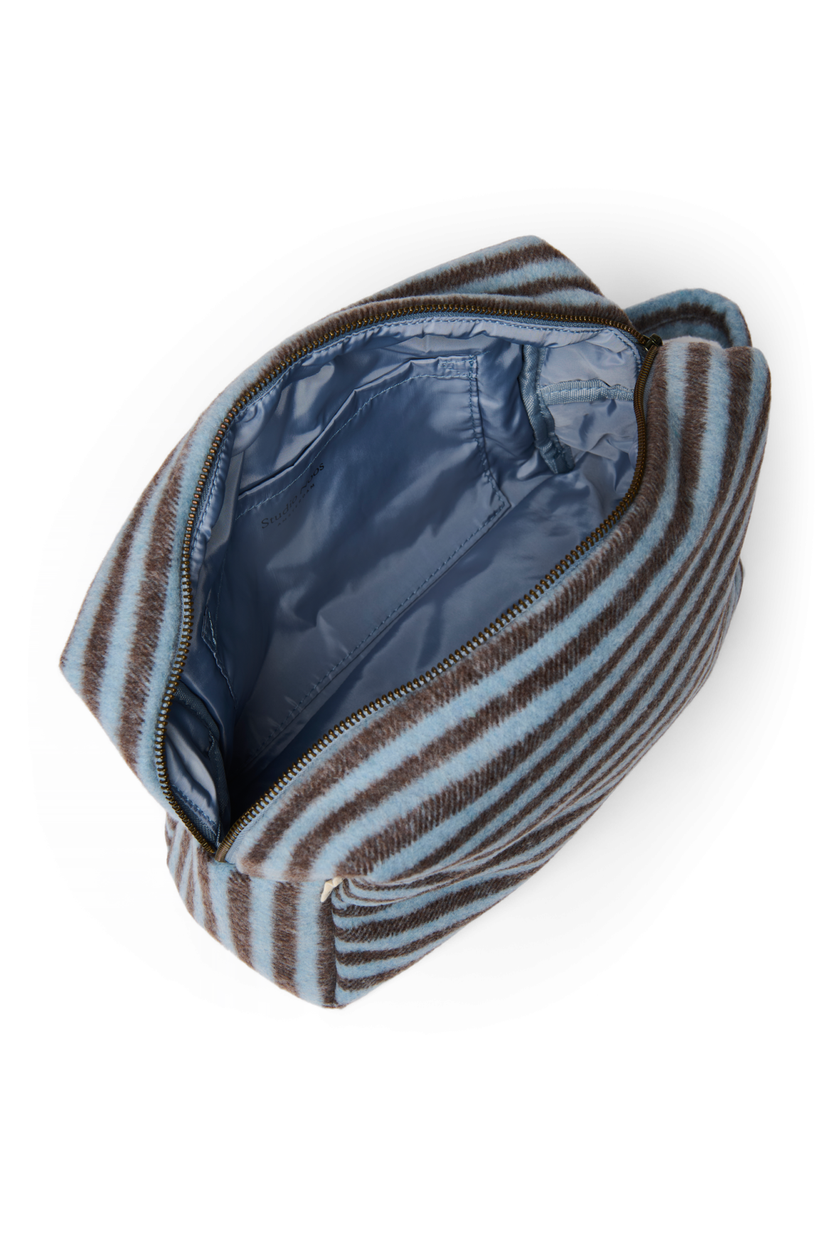 Stripy Wool Toiletry Bag | Light Blue / Brown
