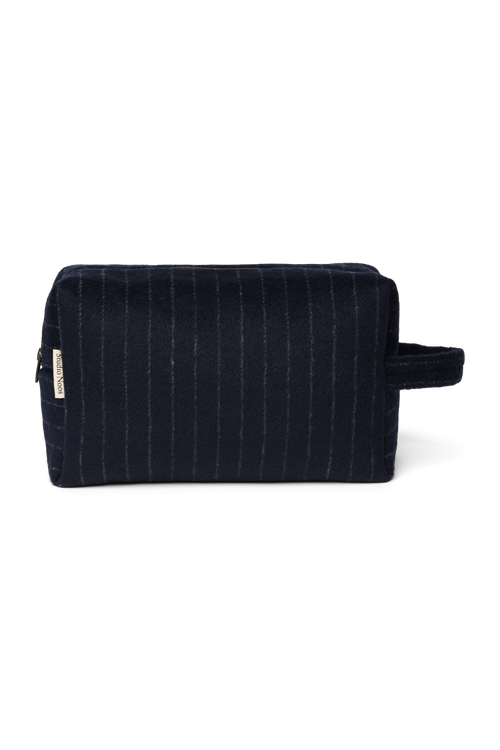 Flannel Chalkstripe Toiletry Bag | Dark Blue