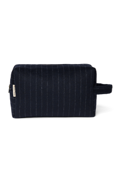 Flannel Chalkstripe Toiletry Bag | Dark Blue