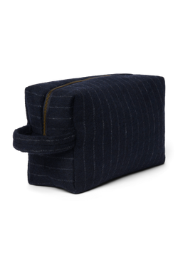 Flannel Chalkstripe Toiletry Bag | Dark Blue