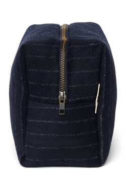 Flannel Chalkstripe Toiletry Bag | Dark Blue
