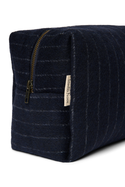Flannel Chalkstripe Toiletry Bag | Dark Blue