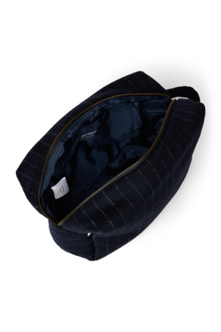 Flannel Chalkstripe Toiletry Bag | Dark Blue