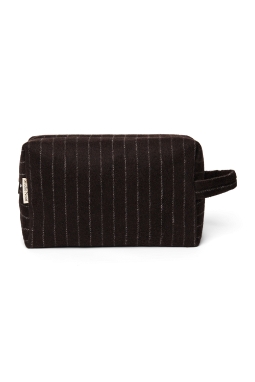 Flannel Chalkstripe Toiletry Bag | Brown