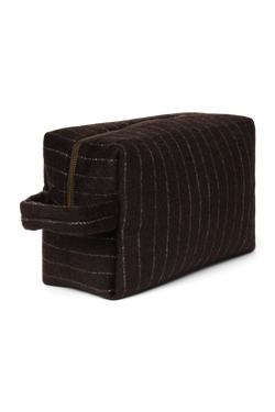 Flannel Chalkstripe Toiletry Bag | Brown