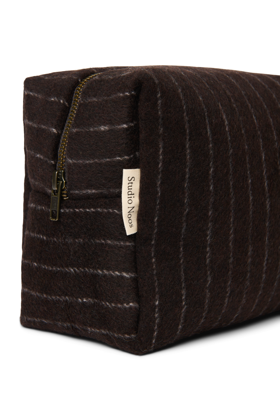 Flannel Chalkstripe Toiletry Bag | Brown