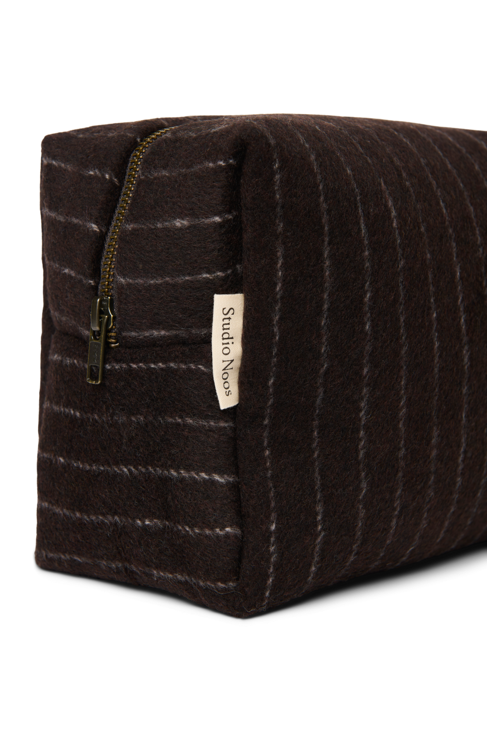 Flannel Chalkstripe Toiletry Bag | Brown