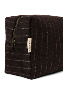 Flannel Chalkstripe Toiletry Bag | Brown