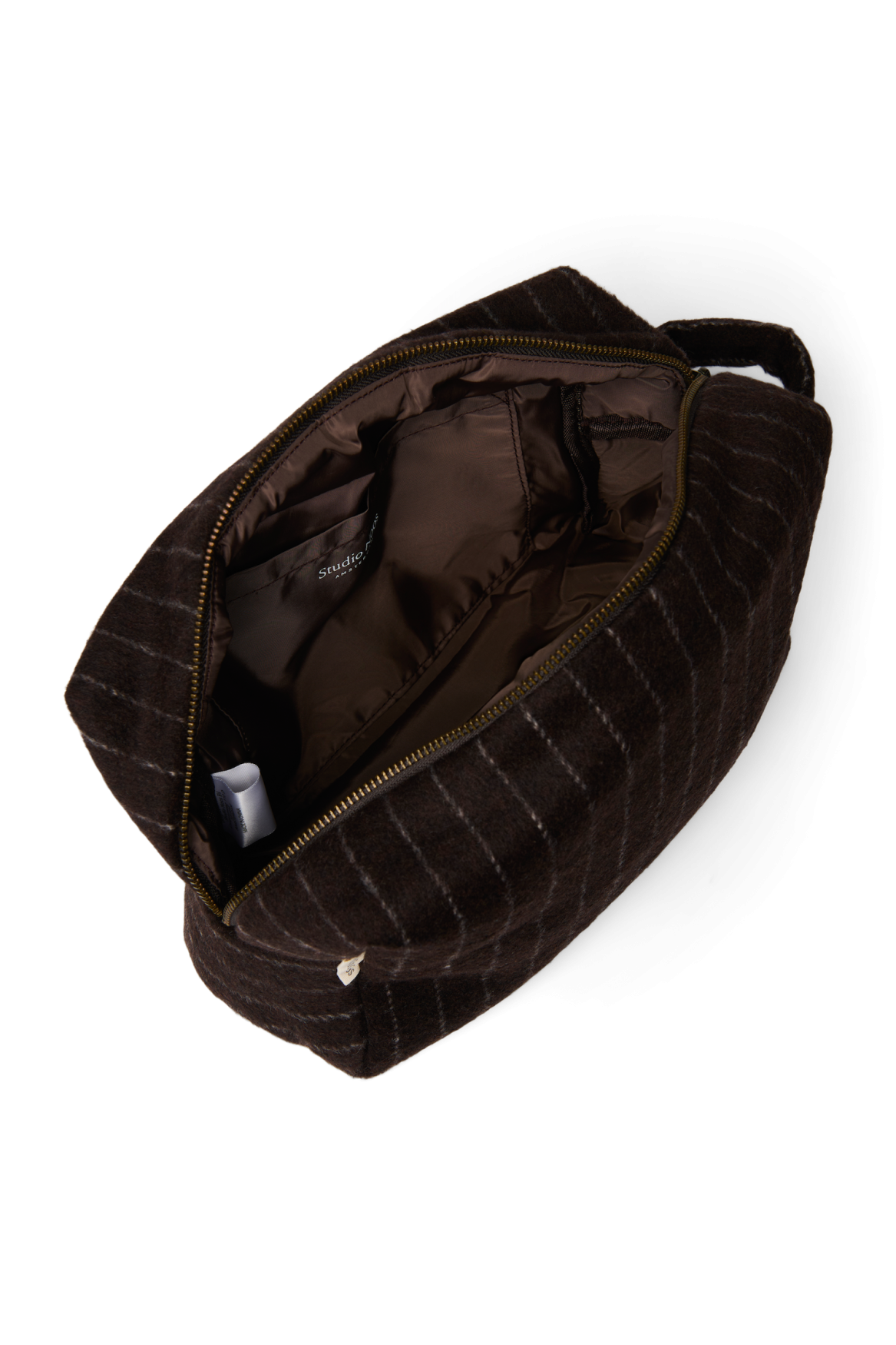 Flannel Chalkstripe Toiletry Bag | Brown