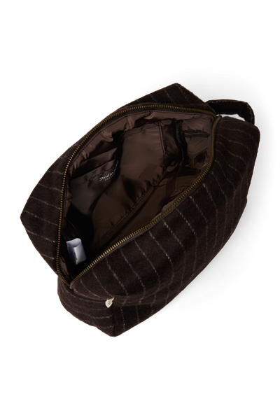 Flannel Chalkstripe Toiletry Bag | Brown