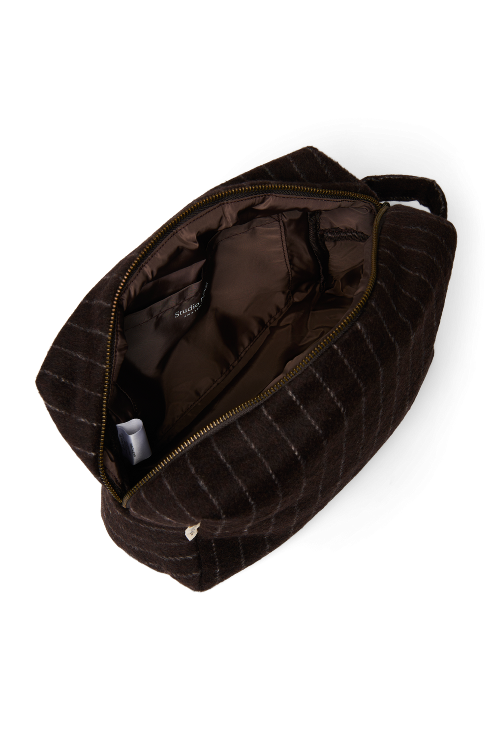Flannel Chalkstripe Toiletry Bag | Brown