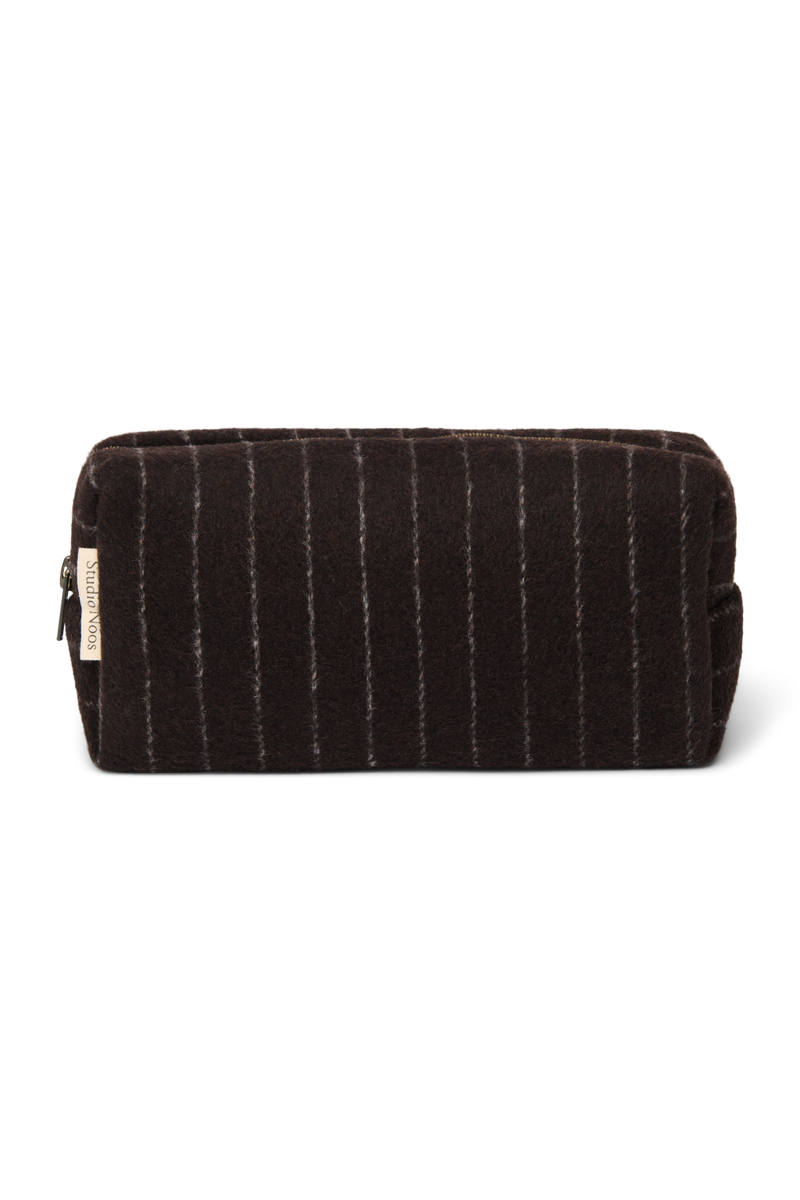 Flannel Chalkstripe Pouch, Brown