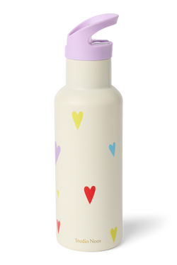 Stainless Steel Bottle 500ML | White Multicolor Hearts