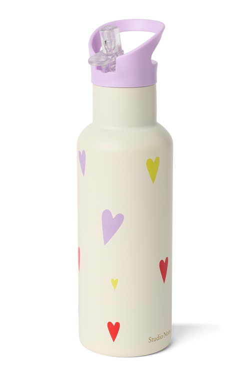 Bunte Herzen Edelstahl-Trinkflasche 500 ml | Weiß