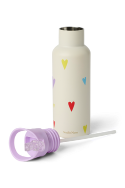 Stainless Steel Bottle 500ML | White Multicolor Hearts