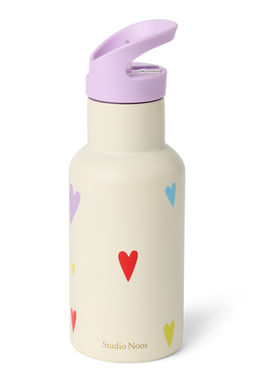 Bunte Herzen Edelstahl-Trinkflasche 350 ml | Weiß