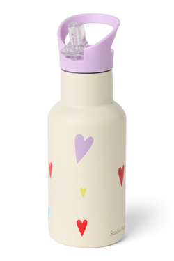 Stainless Steel Bottle 350ML | White Multicolor Hearts