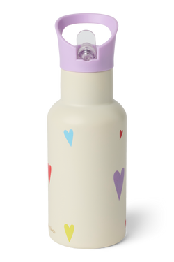 Stainless Steel Bottle 350ML | White Multicolor Hearts