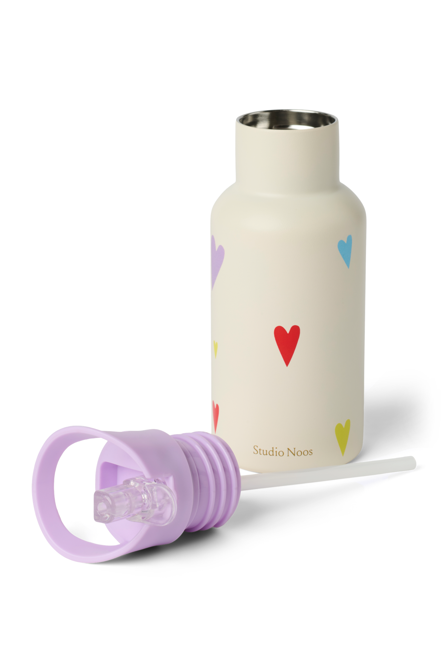 Stainless Steel Bottle 350ML | White Multicolor Hearts