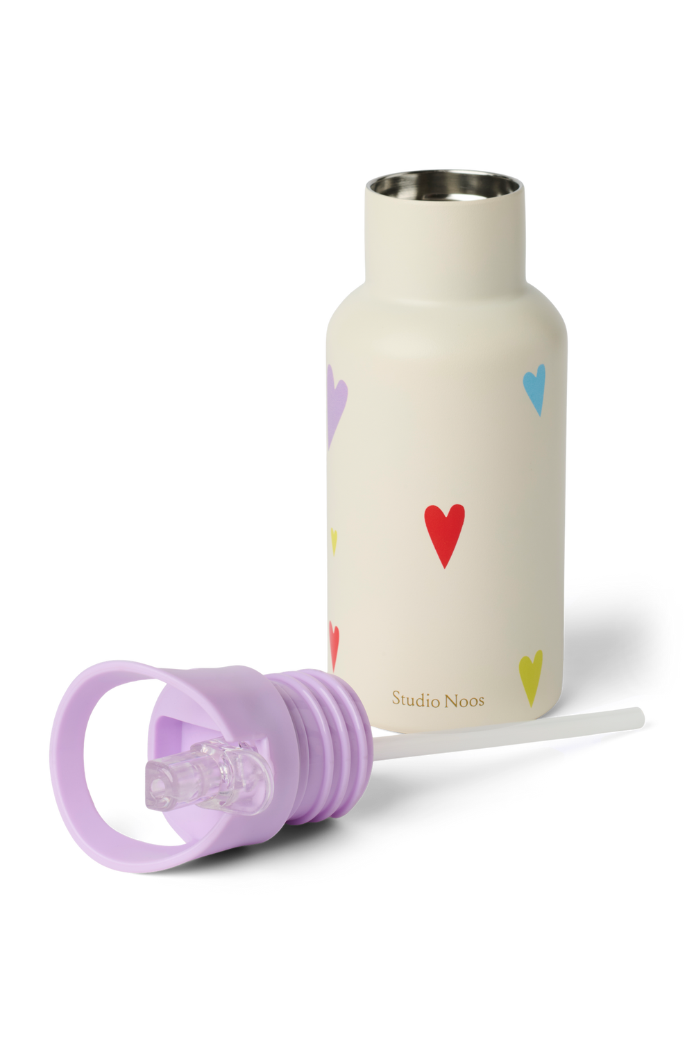 Stainless Steel Bottle 350ML | White Multicolor Hearts