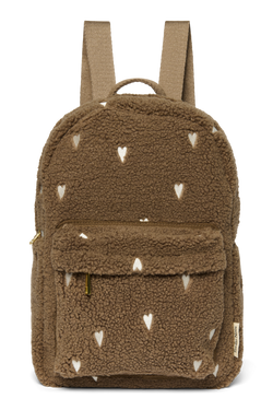 Teddy Midi Backpack | Brown Hearts