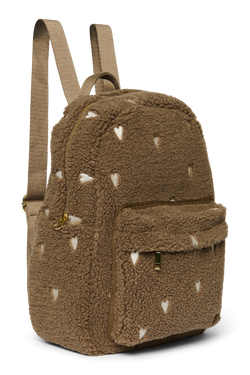 Teddy Midi Backpack | Brown Hearts