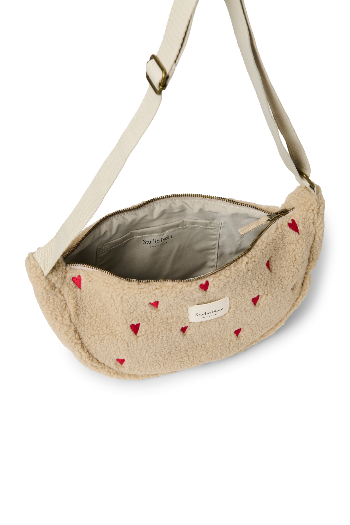 Teddy Adult Fanny Pack | Ecru Hearts