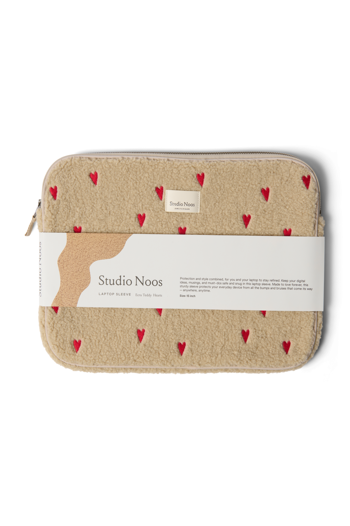 Teddy-Laptophülle 15 Inch | Ecru Hearts