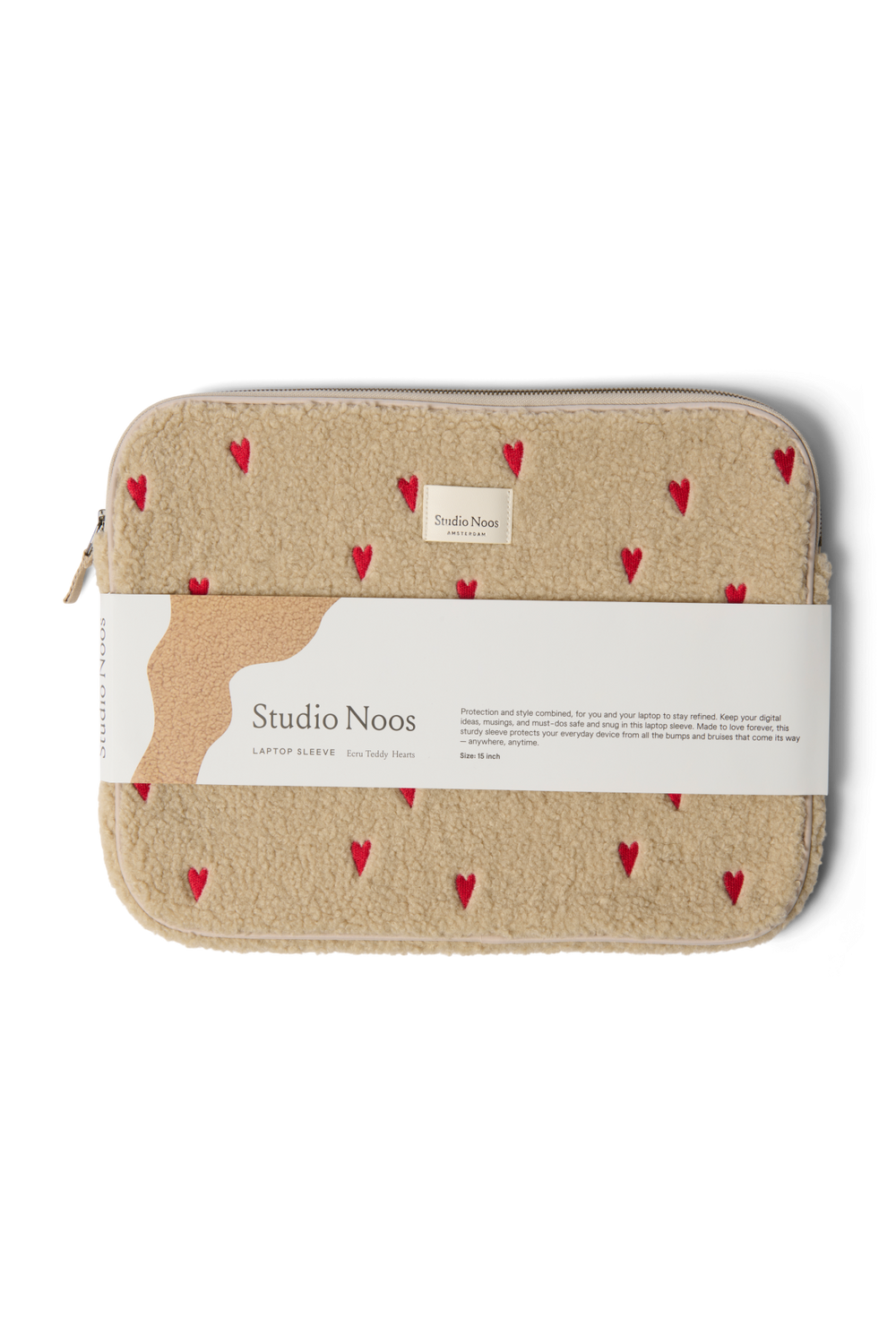 Teddy-Laptophülle 15 Inch | Ecru Hearts